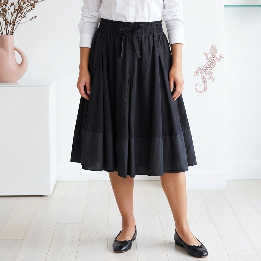 Elerenses Skirt Womens S Black Elastic Waist Flare Satin Trim Goth Coquette Chic